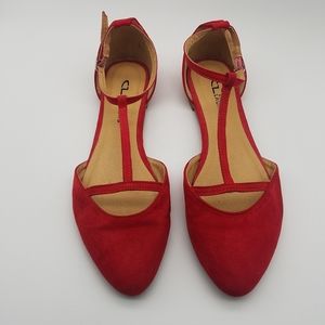 CL by Laundry Red Suede Flats